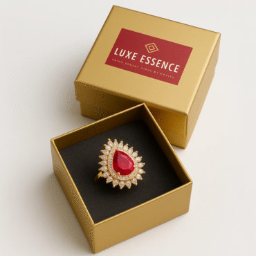 Red stone ring with box